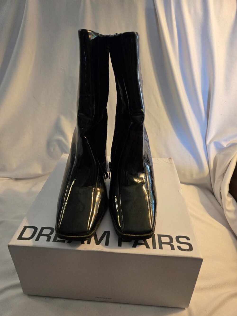 Dream Pairs Gogo Boots Chunky Heel Platform Square Toe Mid Calf Dress Boots S6.5